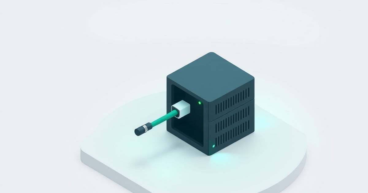 Isometric illustration of a vented firewall appliance with a red shield and signal emblem hovering above it, representing a WireGuard tunnel on OPNsense